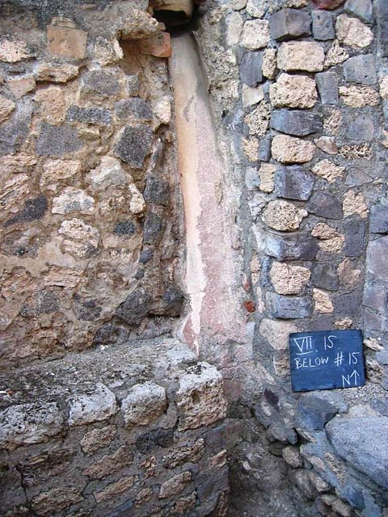 VII.15.16 Pompeii. July 2008. Room C, wide terracotta pipe in north wall to east of entrance. 
Photo courtesy of Barry Hobson.
