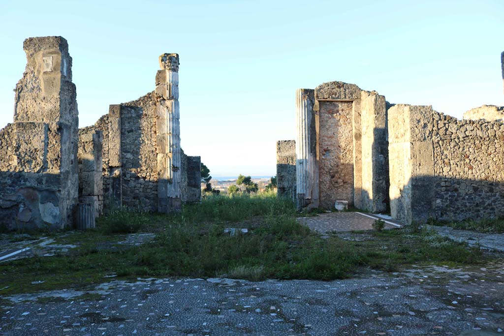 VII.16.13, Pompeii. December 2018. Looking west across atrium 2, towards tablinum 9. Photo courtesy of Aude Durand.