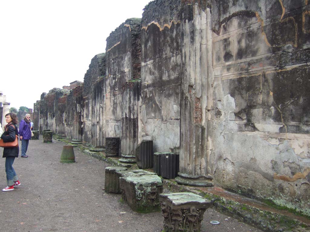 VIII.1.1 Pompeii. December 2005. Basilica, looking east along south side corridor towards south wall.