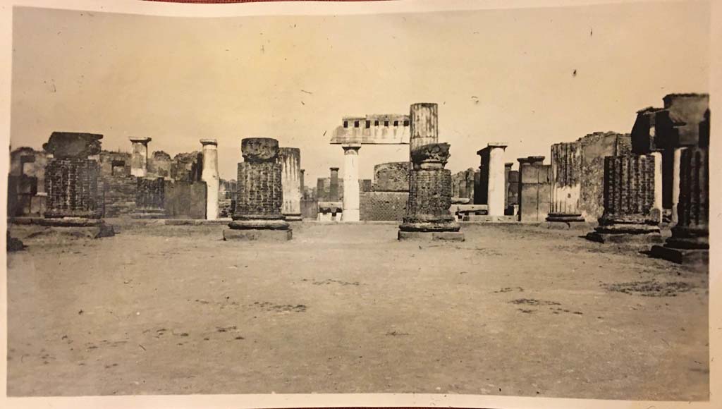 VIII.1.1 Pompeii. Photo from an album, dated 1928. Looking east across main central room, towards Forum. 
Photo courtesy of Rick Bauer.
