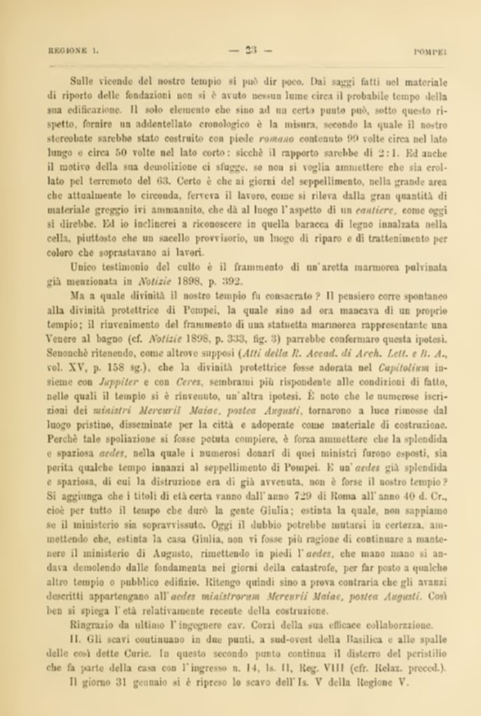 VIII.1.3 Pompeii. Notizie degli Scavi di Antichit�, 1899, Page 23.