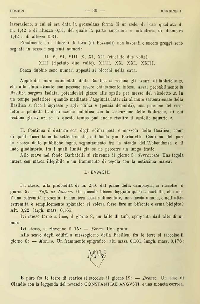 VIII.1.3 Pompeii. Notizie degli Scavi di Antichit�, 1900, Page 30.