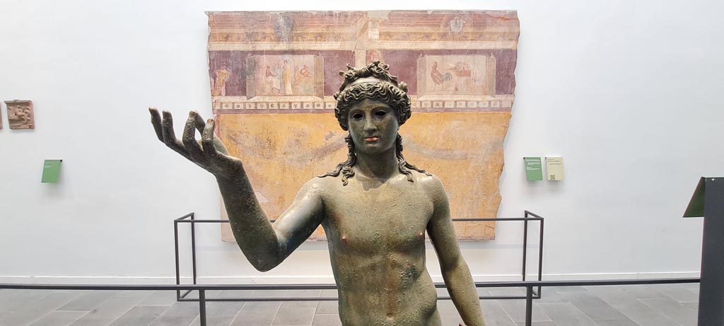 VIII.1.4 Pompeii. April 2022. Detail from bronze Ephebus. Photo courtesy of Giuseppe Ciaramella.