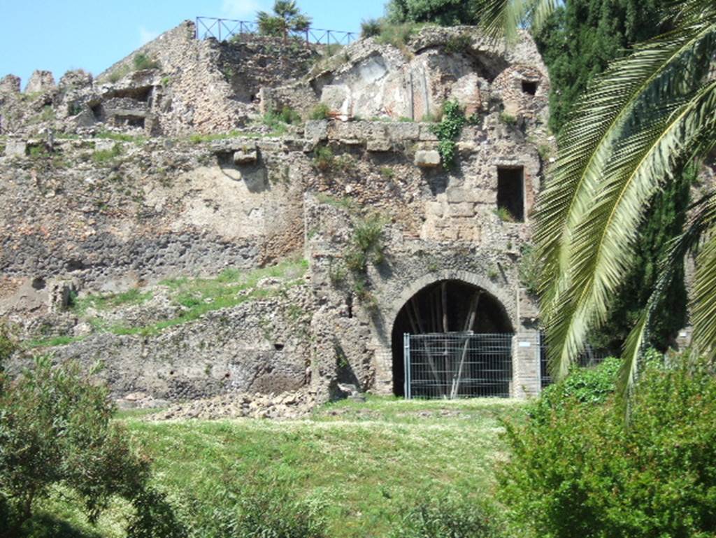 Rear of VIII.2.1 Pompeii. May 2006. Looking north along west perimeter wall of Casa di Championnet I.