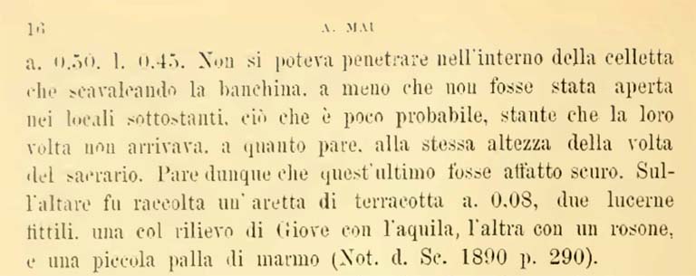 VIII.2.16 Pompeii. Bullettino dell�Instituto di Corrispondenza Archeologica (DAIR), 7, 1892, p.16.