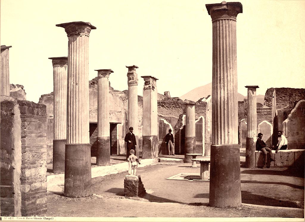 VIII.4.4 Pompeii. Looking north across peristyle garden.
Photograph No. 4131, Giorgio Sommer, (1834-1914) described as Casa di Marco Olconio (Pompei). 
Public domain, via Wikimedia Commons.


