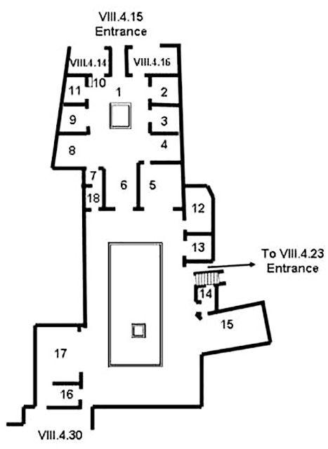 VIII.4.15 Pompeii. Domus Cornelia or House of Cornelius Rufus
Room Plan
