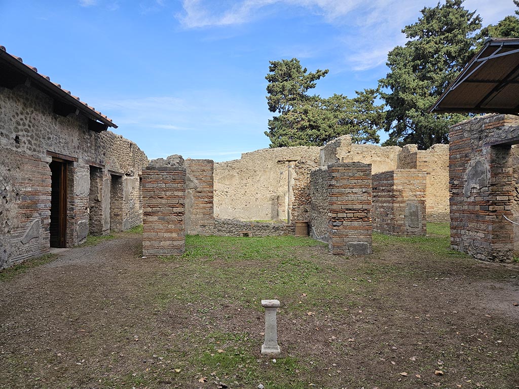 VIII.5.37 Pompeii. November 2024. Room 1, atrium, looking north across site of impluvium. Photo courtesy of Annette Haug.