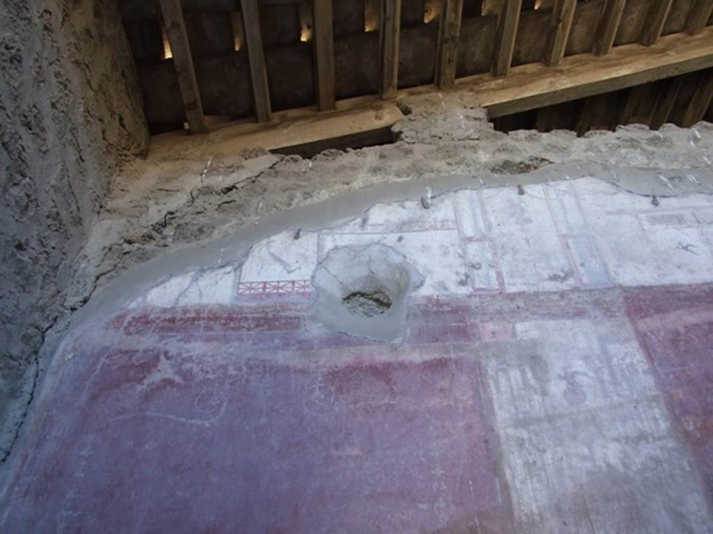 VIII.5.37 Pompeii. March 2009. Room 13. Oecus. Upper South wall. East end.