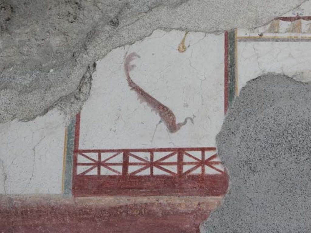 VIII.5.37 Pompeii. May 2017. Room 13, detail from upper east end of south wall after restoration. Photo courtesy of Buzz Ferebee.