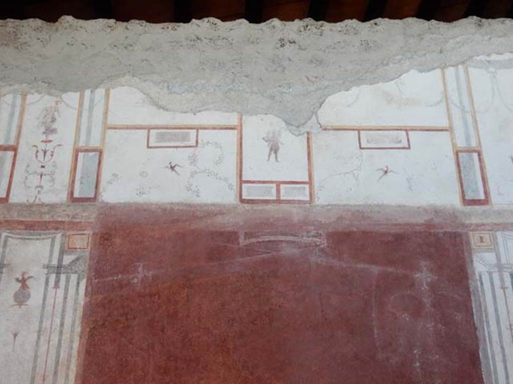 VIII.5.37 Pompeii. May 2017. Room 13, detail from upper centre of south wall after restoration. Photo courtesy of Buzz Ferebee.