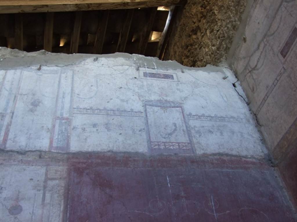 VIII.5.37 Pompeii. March 2009. Room 13. Oecus. Upper South wall. West end.
