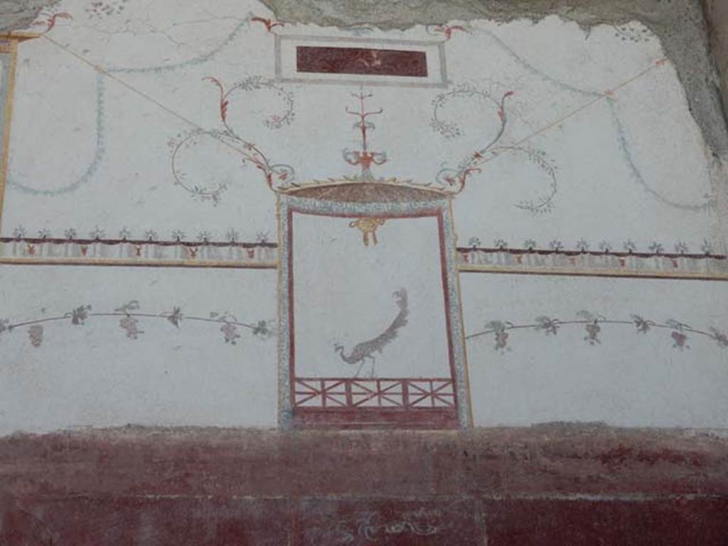 VIII.5.37 Pompeii. May 2017. Room 13, painted decoration from upper west end of south wall after restoration. Photo courtesy of Buzz Ferebee.