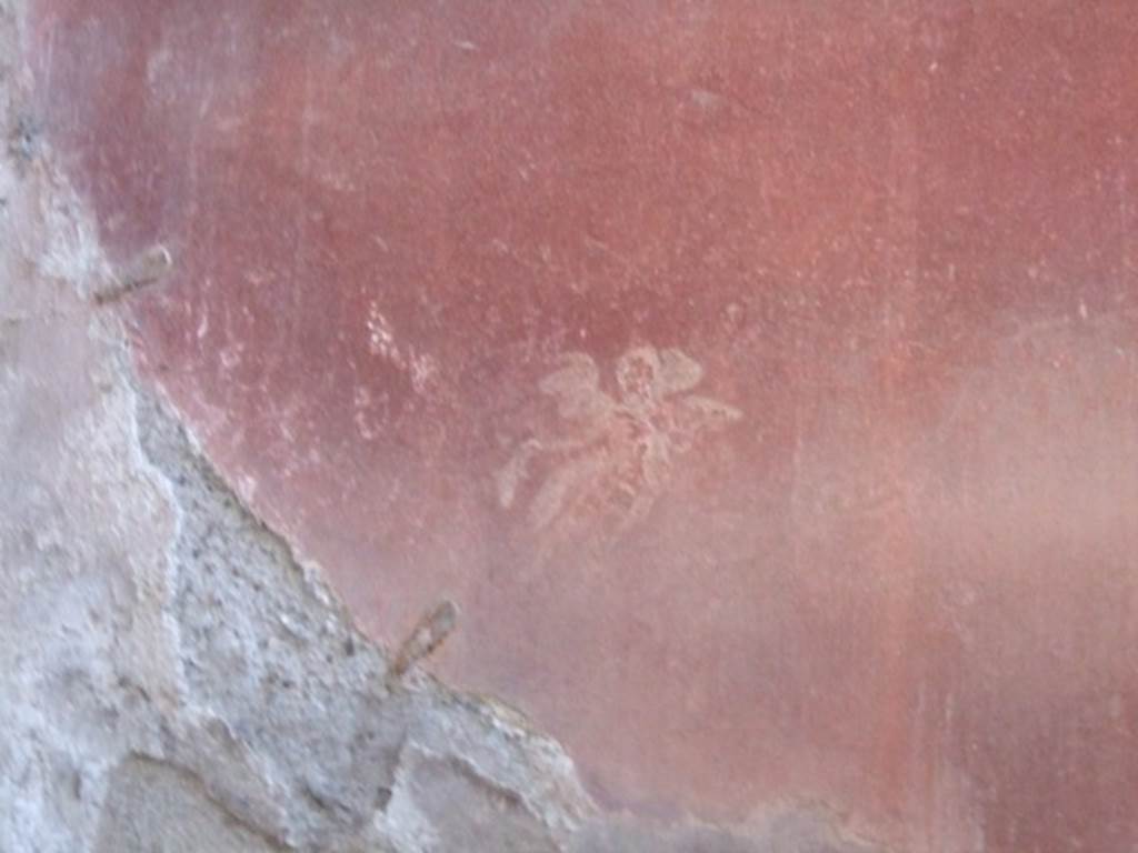 VIII.5.37 Pompeii. March 2009. Room 13, oecus. Painting of floating figure at south end of west wall.