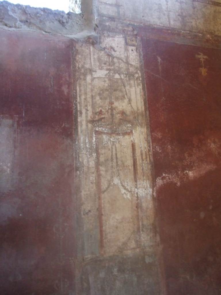 VIII.5.37 Pompeii. March 2009. Room 13, oecus. North end of west wall.