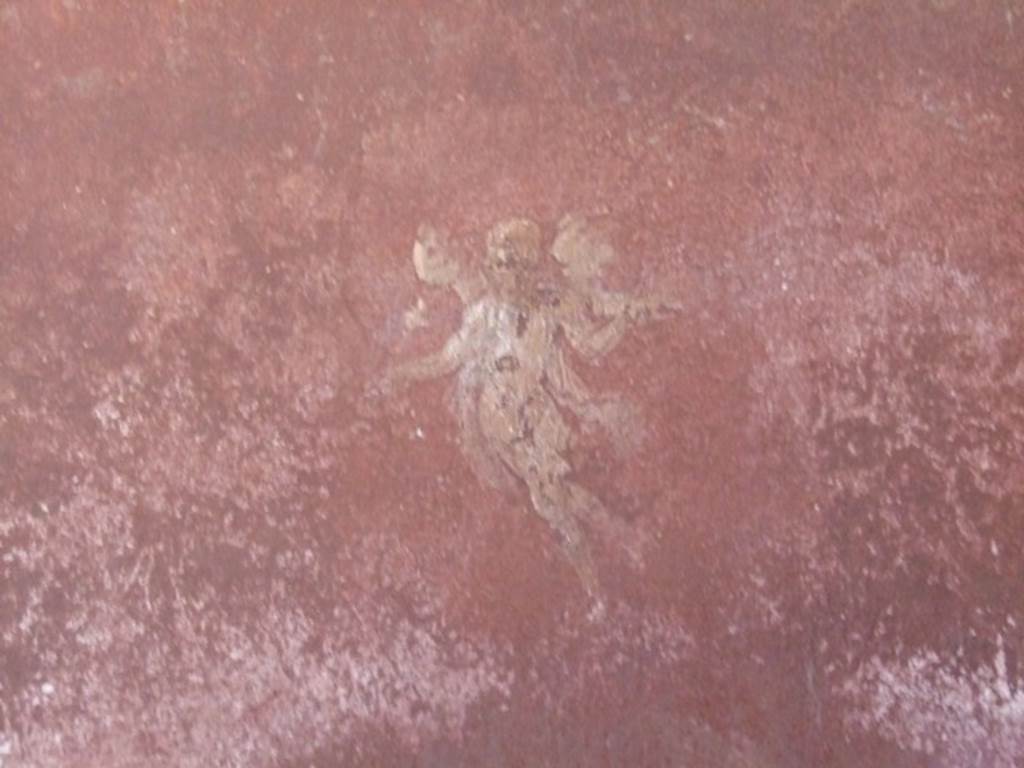 VIII.5.37 Pompeii. March 2009. Room 13, oecus. Painting of floating figure at north end of west wall.