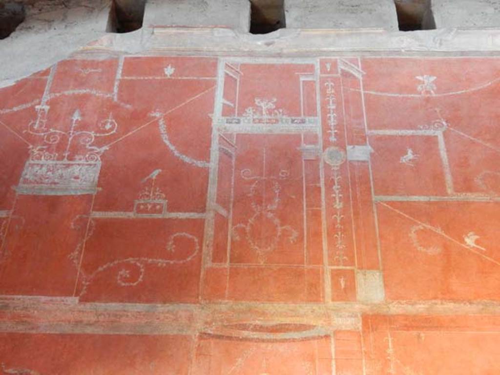 VIII.5.37 Pompeii. May 2017. Room 14, detail from upper south wall at east end after restoration. Photo courtesy of Buzz Ferebee.