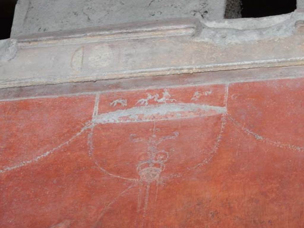 VIII.5.37 Pompeii. May 2017. Room 14, detail from upper central panel of south wall after restoration. Photo courtesy of Buzz Ferebee.