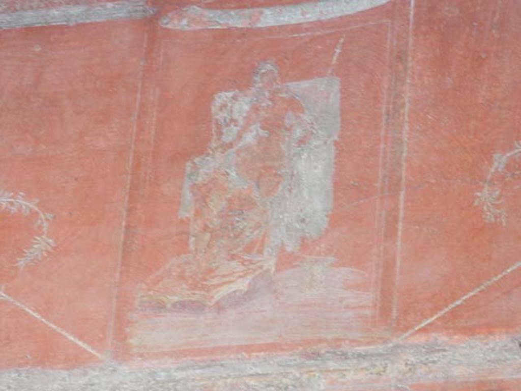 VIII.5.37 Pompeii. May 2017. Room 14, detail from upper central panel of south wall after restoration. Photo courtesy of Buzz Ferebee.