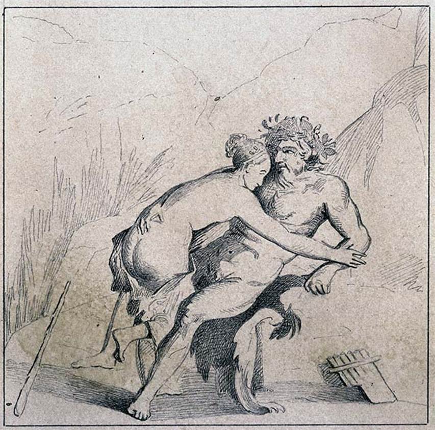 VIII.5.37 Pompeii. Room 14, drawing by G. Discanno of painting of Galatea and Polyphemus from south wall.
DAIR 83.195. Photo © Deutsches Archäologisches Institut, Abteilung Rom, Arkiv.