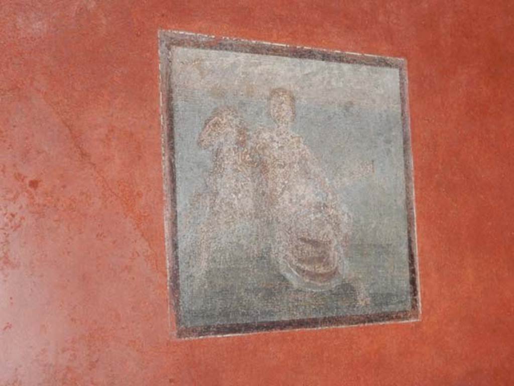 VIII.5.37 Pompeii. May 2017. Room 14, central wall painting of Phrixus (or Phryxus or Frisso) and the ram after restoration. Photo courtesy of Buzz Ferebee.
