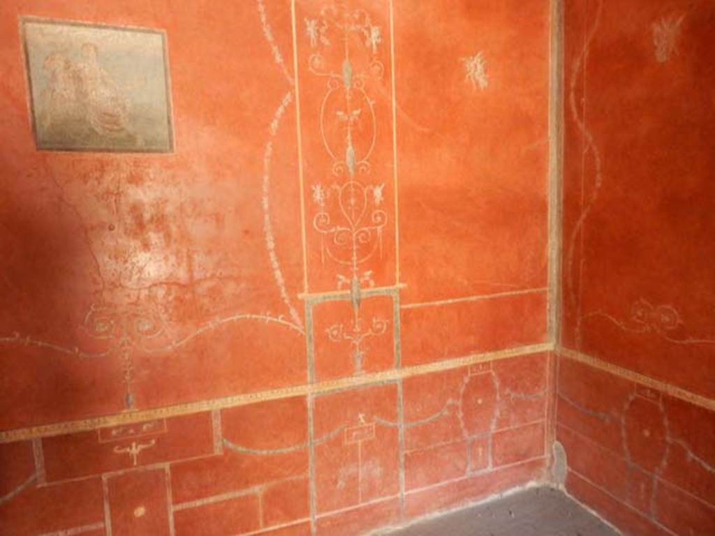 VIII.5.37 Pompeii. May 2017. Room 14, west wall at north end after restoration.
Photo courtesy of Buzz Ferebee.