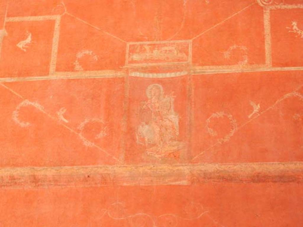 VIII.5.37 Pompeii. May 2017. Room 14, detail from centre of upper north wall after restoration. Photo courtesy of Buzz Ferebee.