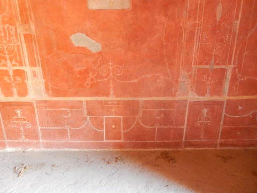 VIII.5.37 Pompeii. May 2017. Room 14, lower centre of north wall and zoccolo, after restoration. Photo courtesy of Buzz Ferebee.