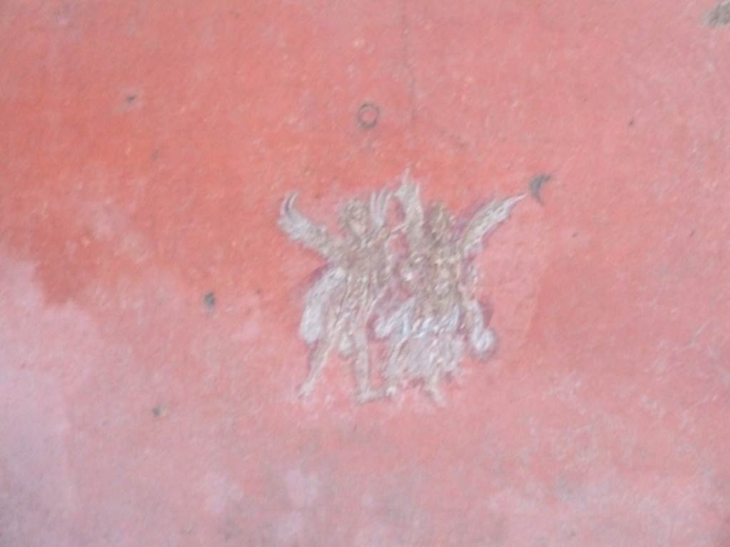 VIII.5.37 Pompeii. March 2009. Room 14, painting of floating figures from north end of east wall of oecus.