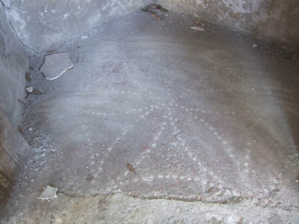 VIII.6.6 Pompeii.  March 2009. Floor of niche decorated with small white pattern.  According to Boyce, this was �red stucco ornamented with small white stones�.
