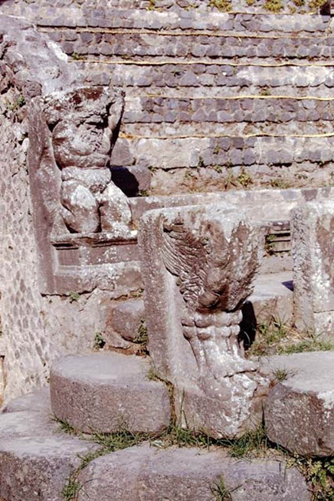 VIII.7.19 Pompeii. 1968. West side. Statue of Kneeling Atlas, with a tufa Lion’s foot in front.
Photo by Stanley A. Jashemski.
Source: The Wilhelmina and Stanley A. Jashemski archive in the University of Maryland Library, Special Collections (See collection page) and made available under the Creative Commons Attribution-Non Commercial License v.4. See Licence and use details.
J68f1168
