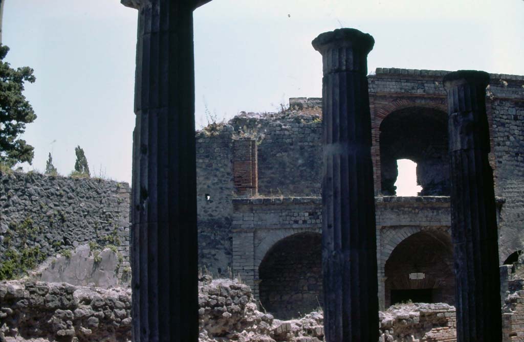 VIII.7.21 Pompeii. July 1980. Looking east from Triangular Forum towards Large Theatre.
Photo courtesy of Rick Bauer, from Dr George Fay’s slides collection.