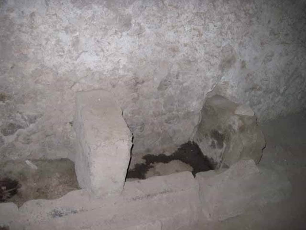 VIII.7.21 Pompeii. September 2010. Latrine #2 on right hand side on east wall. Orientation east towards theatre. Photo courtesy of Drew Baker.