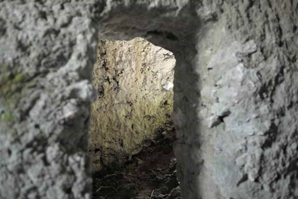 VIII.7.22/23/24 Pompeii. October 2010. Looking south through doorway to room F. Photo and information courtesy of Drew Baker/Gareth Beale/Hembo Pagi.
