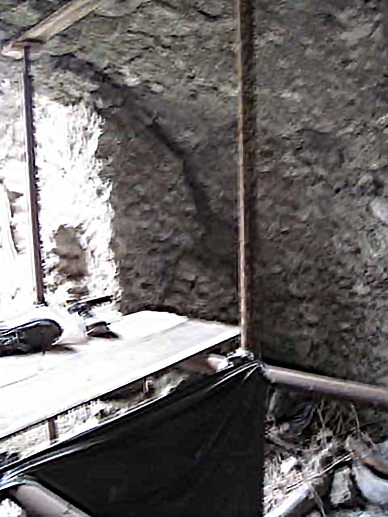 VIII.7.24 Pompeii. October 2010. North-east corner of “storage room” on south side of atrium.
Photo and information courtesy of Drew Baker/Gareth Beale/Hembo Pagi.