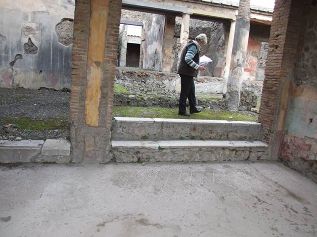 IX.1.22 Pompeii. December 2007. Room 7, north side of tablinum with two steps to peristyle.