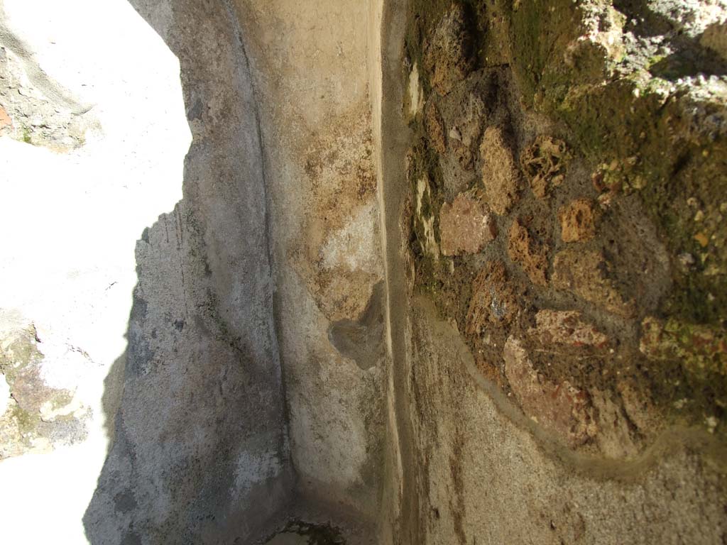 IX.3.2 Pompeii. March 2009. East wall of garden area. Cupboard under staircase with remaining plaster.