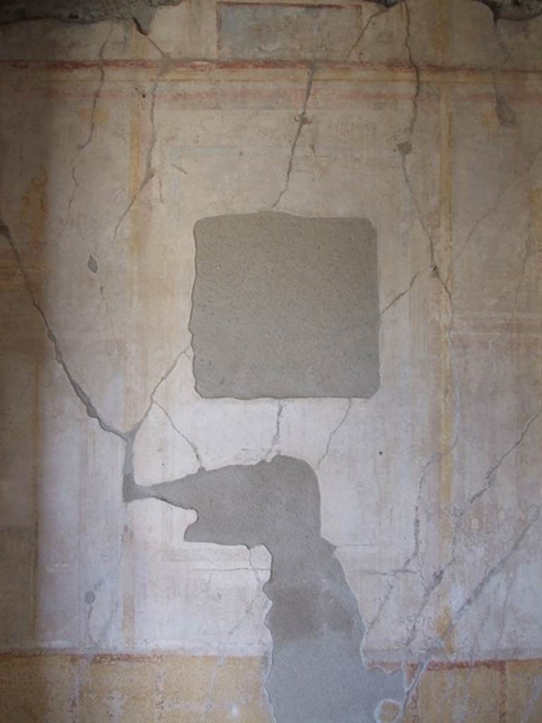 IX.3.5 Pompeii. March 2009. Room 4, site of wall painting of Narcissus, the centre panel of the west wall. Taken to Naples Archaeological Museum.
