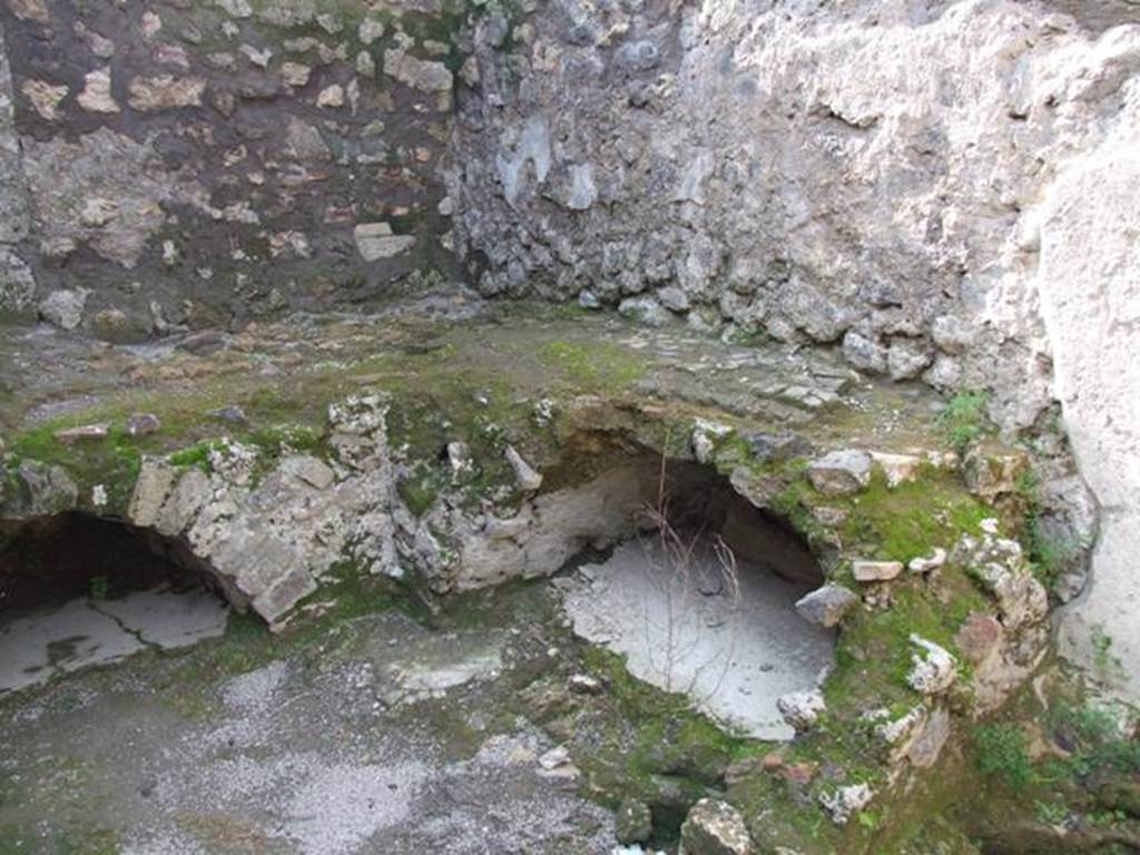 IX.3.5 Pompeii. March 2009.  Room 9, bench or hearth in kitchen.   