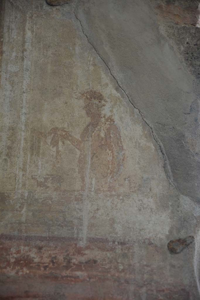 IX.5.6 Pompeii. May 2017. Room i, detail of figure on east side of upper north wall in north-west corner
Foto Christian Beck, ERC Grant 681269 DÉCOR.