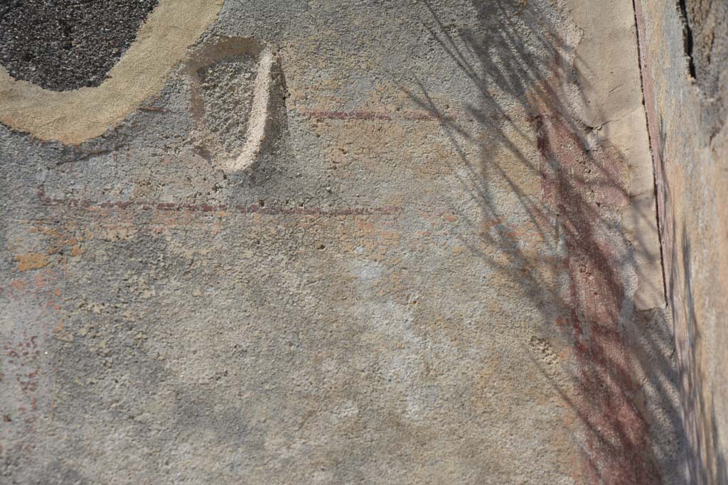 IX.5.6 Pompeii. May 2017. Room r, detail of painted decoration on west wall at upper north-west corner.
Foto Christian Beck, ERC Grant 681269 D�COR.
