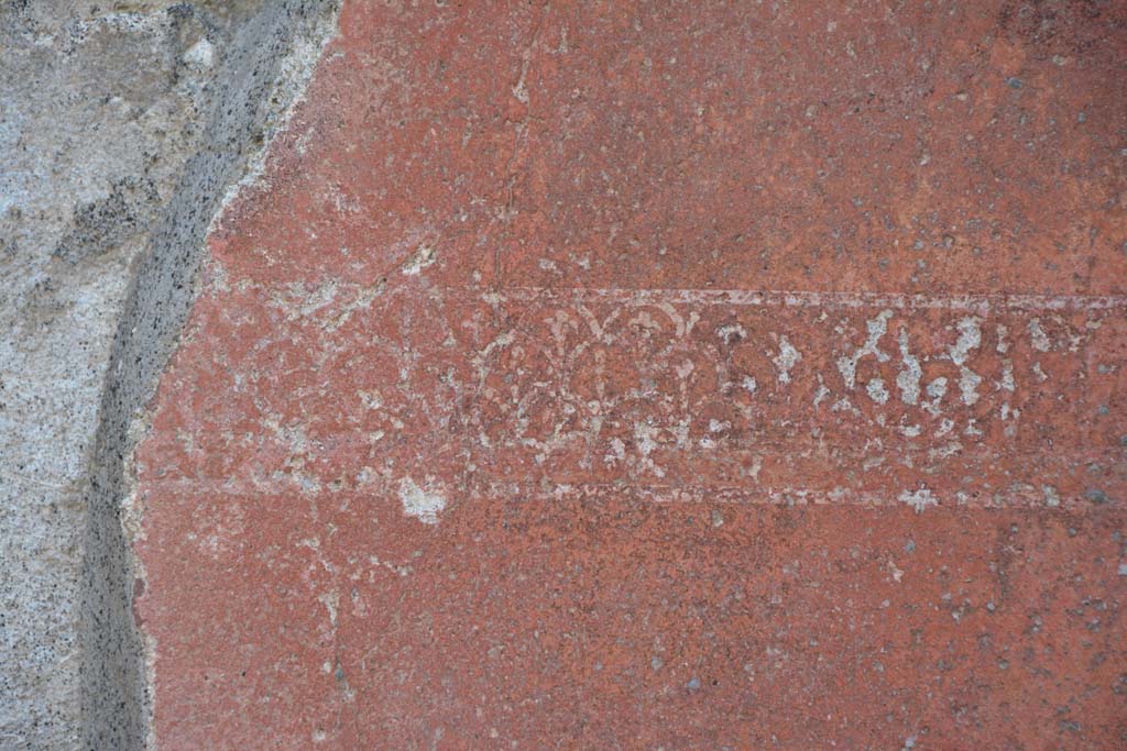 IX.5.6 Pompeii. May 2017. West ala d, west wall, detail of remaining carpet border edging from lower central panel.
Foto Christian Beck, ERC Grant 681269 D�COR.

