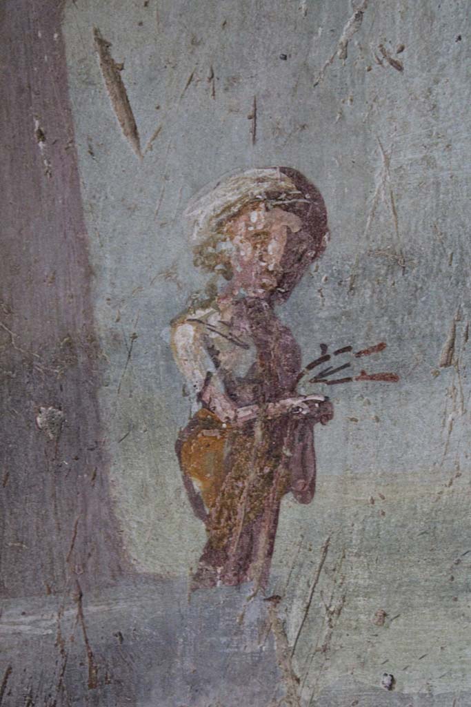 IX.5.9 Pompeii. May 2019. 
Room �l (L)�,  detail of one of the two figures on north wall at west end. 
Foto Christian Beck, ERC Grant 681269 D�COR.
