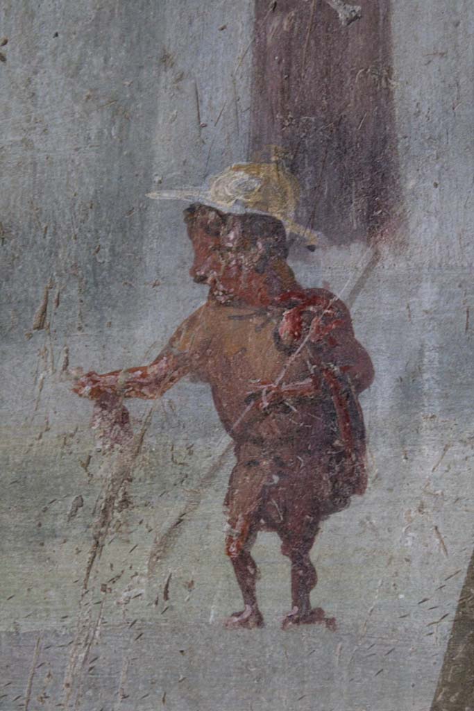 IX.5.9 Pompeii. May 2019. 
Room �l (L)�, detail of the other of the two figures on the north wall at west end.  
Foto Christian Beck, ERC Grant 681269 D�COR.
