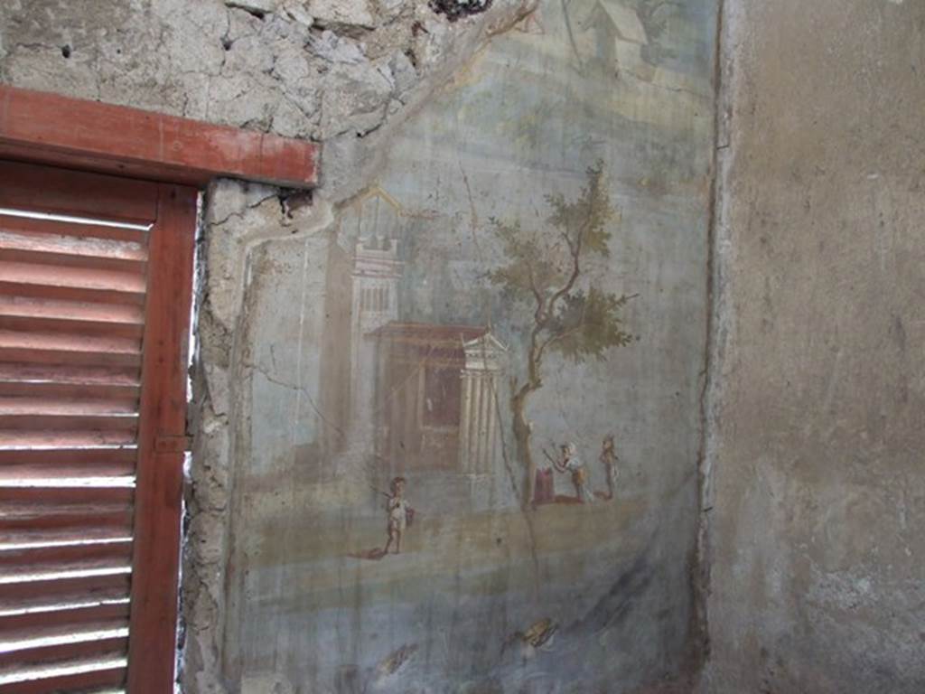 IX.5.9 Pompeii. December 2007. Room 8. Wall painting of pygmies, tower and temple.