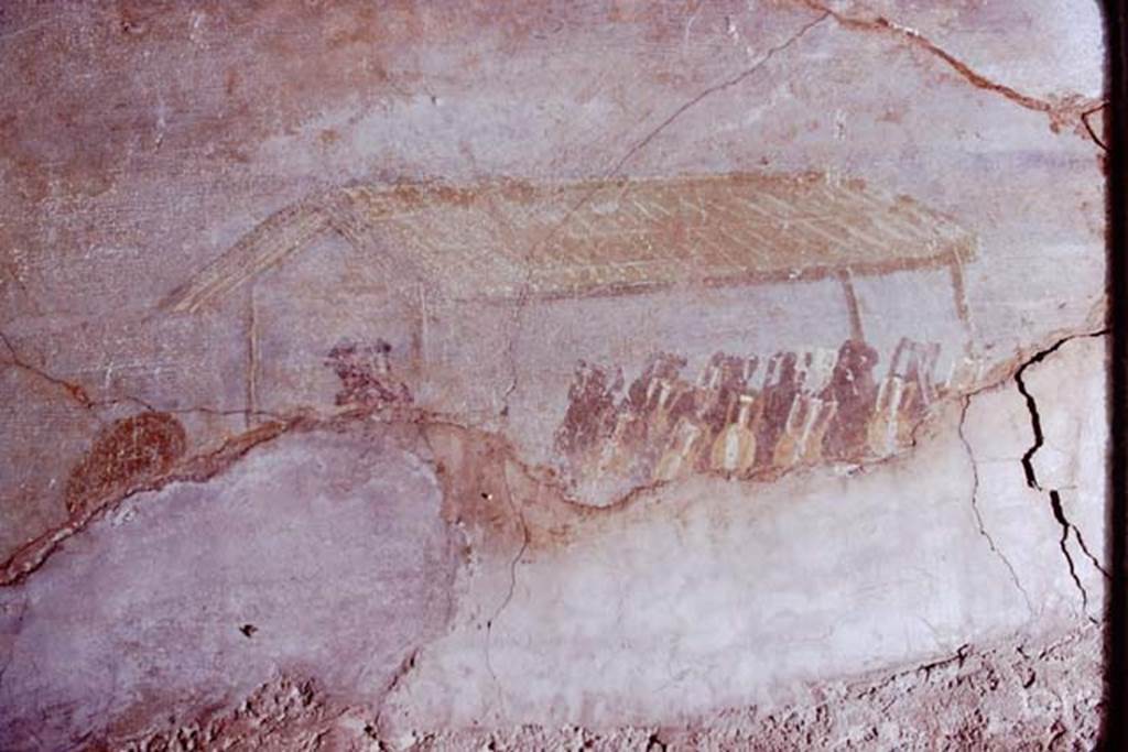 IX.5.9 Pompeii. 1974. Room 8, detail from south wall above window. Photo by Stanley A. Jashemski.
Source: The Wilhelmina and Stanley A. Jashemski archive in the University of Maryland Library, Special Collections (See collection page) and made available under the Creative Commons Attribution-Non Commercial License v.4. See Licence and use details. J74f0145