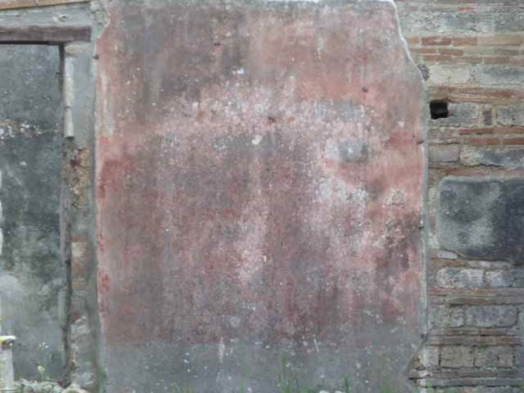 IX.5.9 Pompeii. May 2010. Remains of painted south wall of peristyle �i�, near room �o�, taken from entrance doorway.

