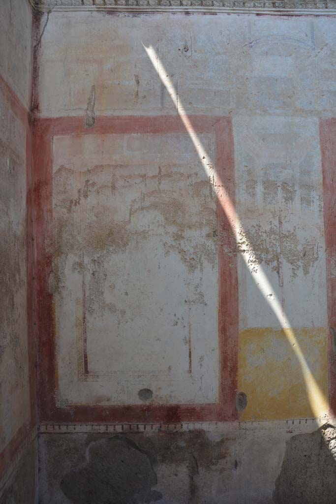 IX.5.11 Pompeii. May 2017. Room k, panel at west end of north wall with faded figure in centre.
Foto Christian Beck, ERC Grant 681269 D�COR.
