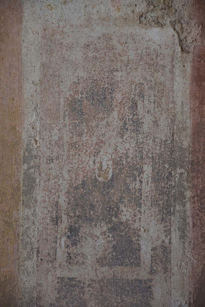IX.5.11 Pompeii. May 2017. 
Room e, panel with detail of painted remains of architectural view on west side of central panel on south wall. 
Foto Christian Beck, ERC Grant 681269 D�COR.
