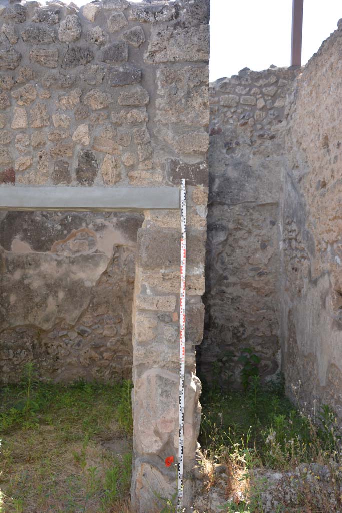 IX.5.11 Pompeii. May 2017. Peristyle n, detail of pilaster on west side between rooms o and u. 
Foto Christian Beck, ERC Grant 681269 D�COR.

